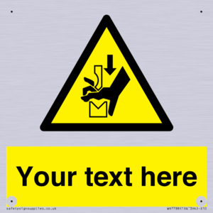 Custom warning hand crushing between press brake tool